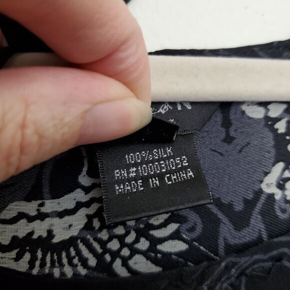 Citron dark spring printed silk blouse with matching scarf - Picture 5 of 10